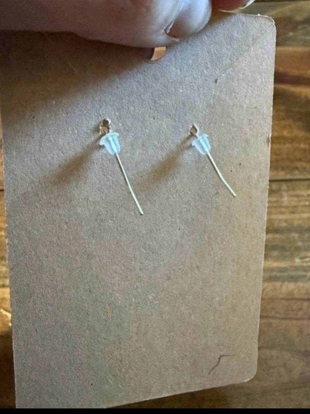 Baseball Mom Wooden Dangle Earrings - White & Red - Picture 2 of 2